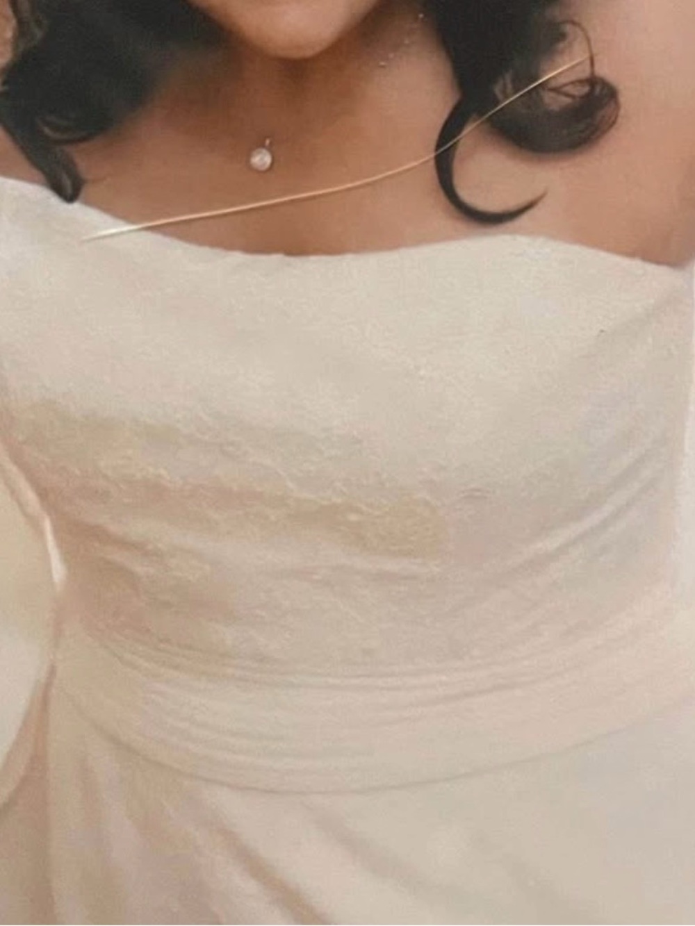 Strapless Ivory Lace Overlay Wedding Dress with Sweetheart Neckline